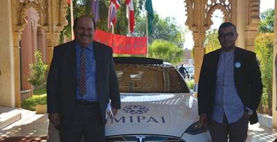 Mr. Abdellah Boussouf  discovers with Mr. Ayoub Makhloufi, one of the inventors of  « Light us »,   an electric vehicle of the caravan &quot;Light Us&quot;