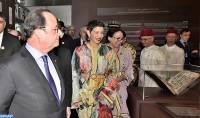 HRH Princess Lalla Meryem, French Pres. Chair in Paris Opening of Exhibition ‘Splendours of Writing in Morocco, Rare and Unpublished Manuscripts’