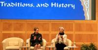 Lalla Joumala and ms Alaoui, Christine Lagarde Chair Ceremony in Washington Celebrating Morocco &amp; its History